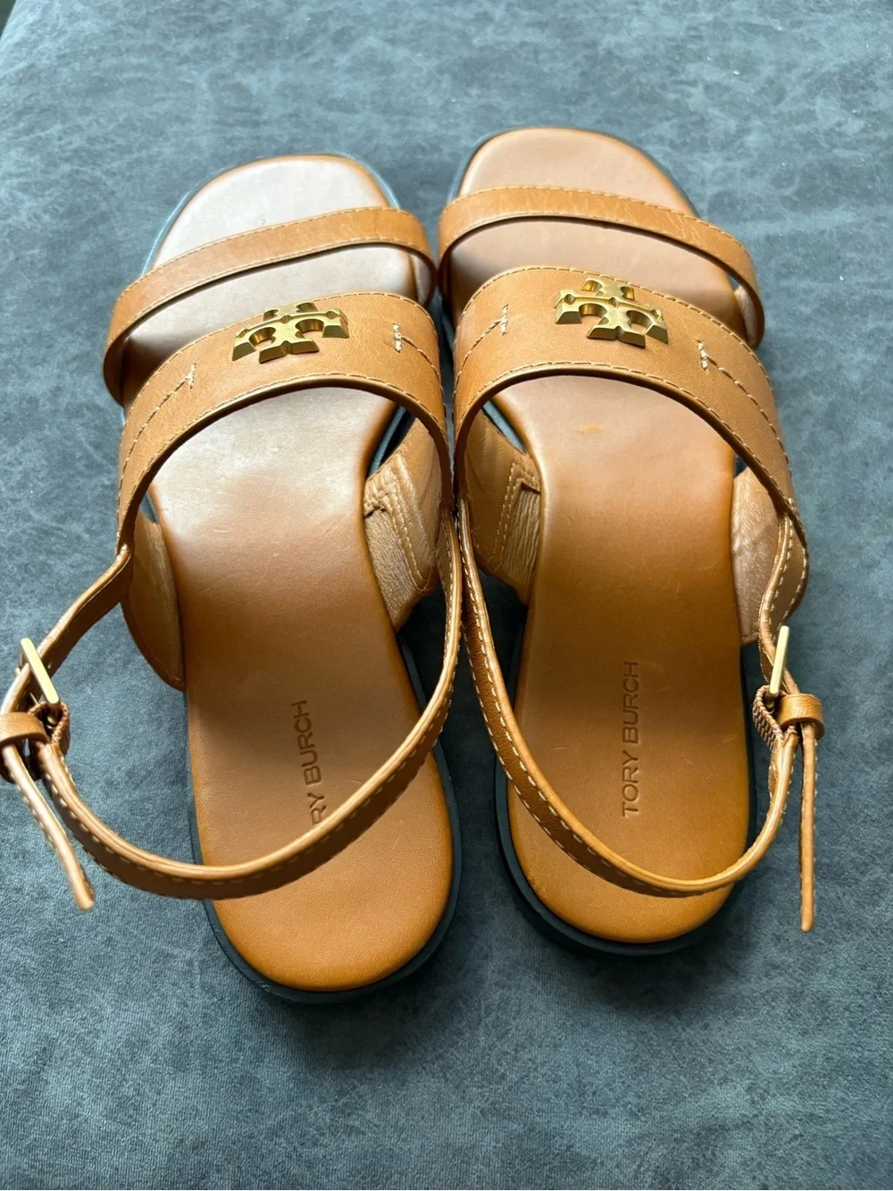 Tory Burch Everly Double Strap Flat Sandals 9.5